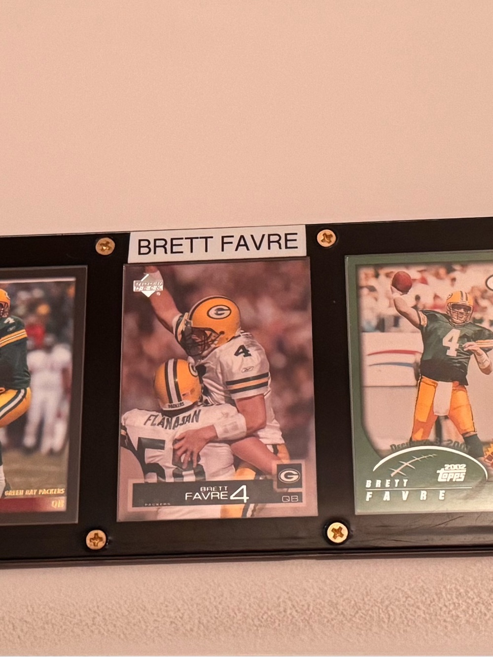 Vintage Brett Favre Football Card Display Plaque